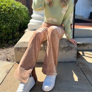 Le Lis Tan Split Hem Pants